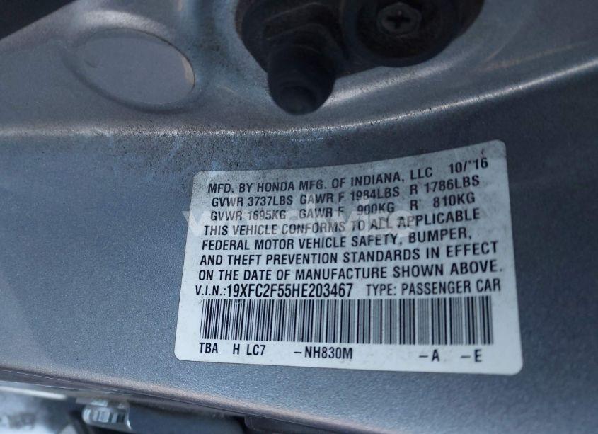 Photo 9 of 2017 Honda Civic LX (VIN 19XFC2F55HE203467)