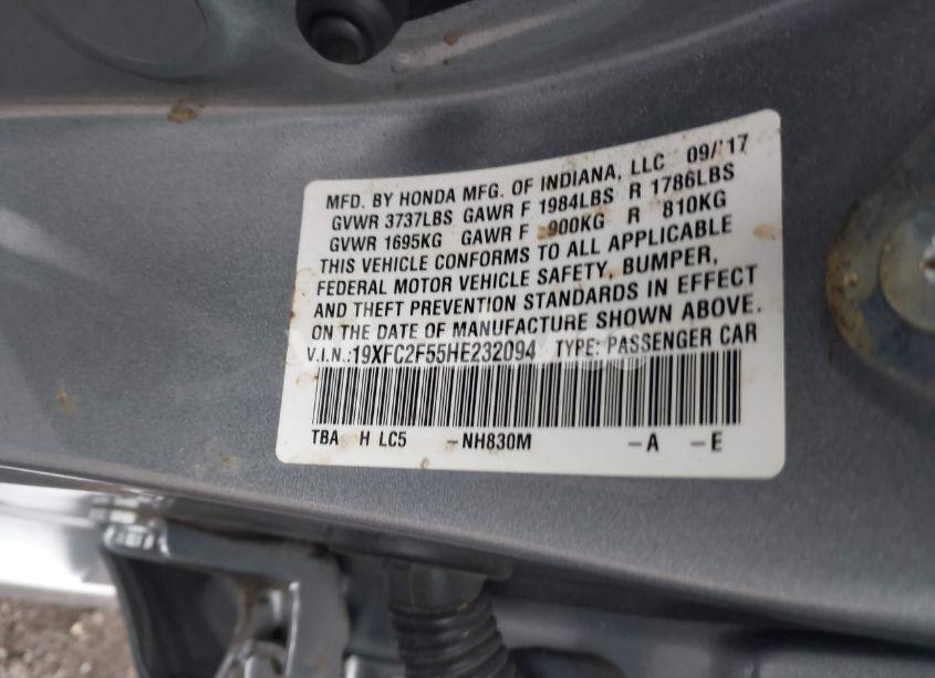 Photo 9 of 2017 Honda Civic LX (VIN 19XFC2F55HE232094)