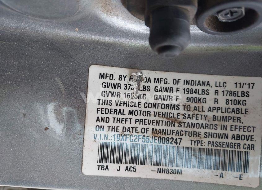 Photo 9 of 2018 Honda Civic LX (VIN 19XFC2F55JE008247)