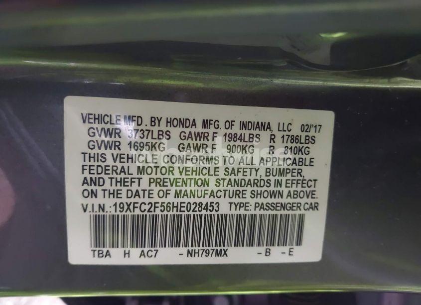 Photo 9 of 2017 Honda Civic LX (VIN 19XFC2F56HE028453)