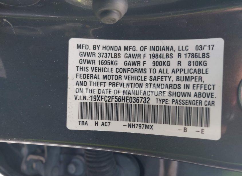 Photo 9 of 2017 Honda Civic LX (VIN 19XFC2F56HE036732)