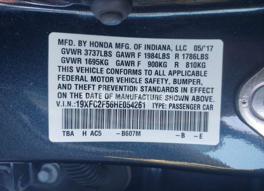 Photo 9 of 2017 Honda Civic LX (VIN 19XFC2F56HE054261)