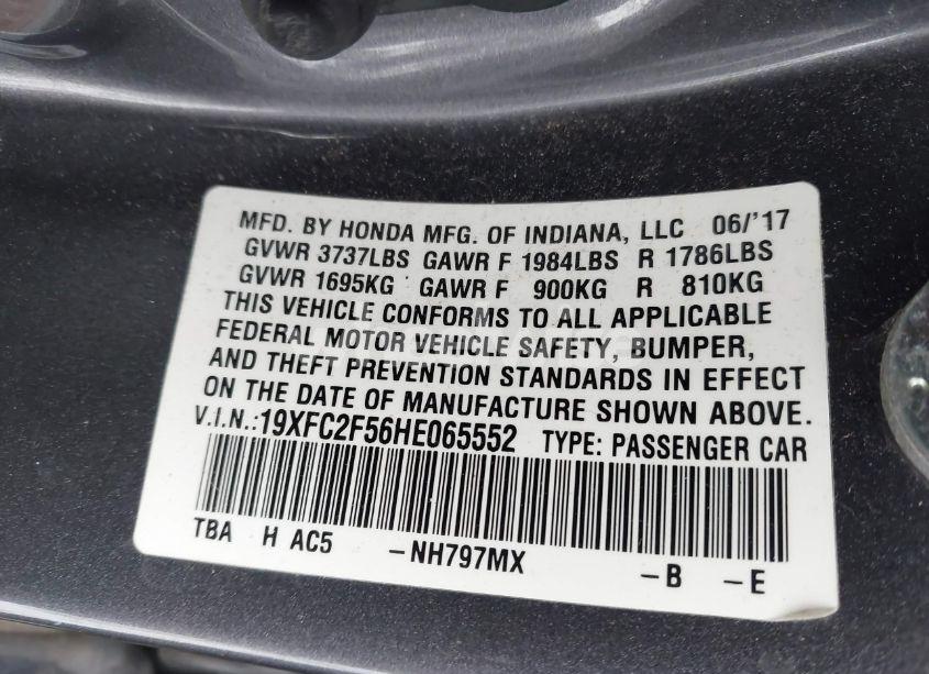 Photo 9 of 2017 Honda Civic LX (VIN 19XFC2F56HE065552)