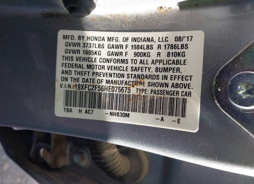 Photo 9 of 2017 Honda Civic LX (VIN 19XFC2F56HE075675)