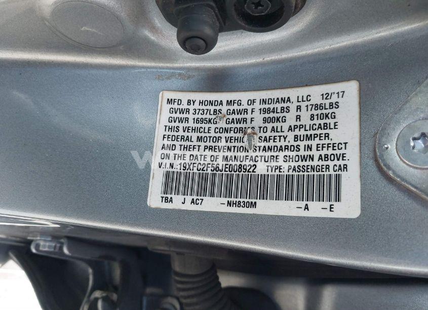 Photo 9 of 2018 Honda Civic LX (VIN 19XFC2F56JE008922)