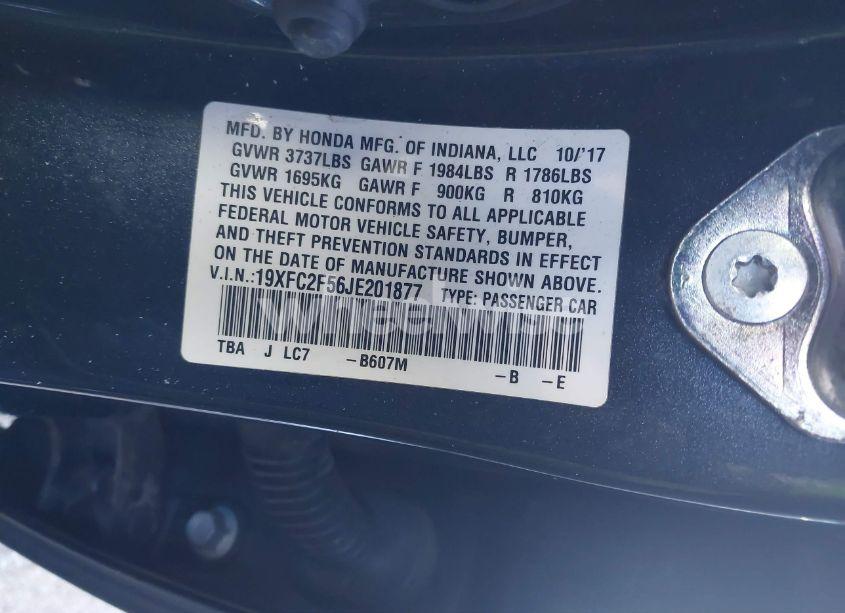 Photo 9 of 2018 Honda Civic LX (VIN 19XFC2F56JE201877)