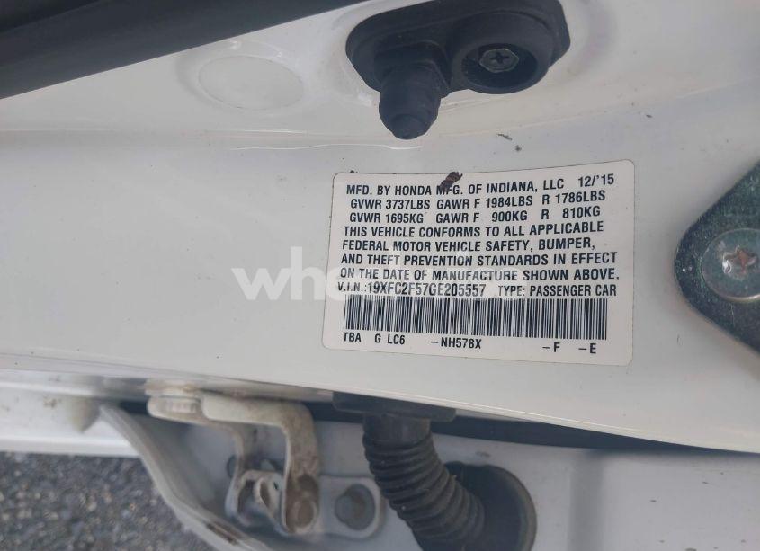 Photo 9 of 2016 Honda Civic LX (VIN 19XFC2F57GE205557)