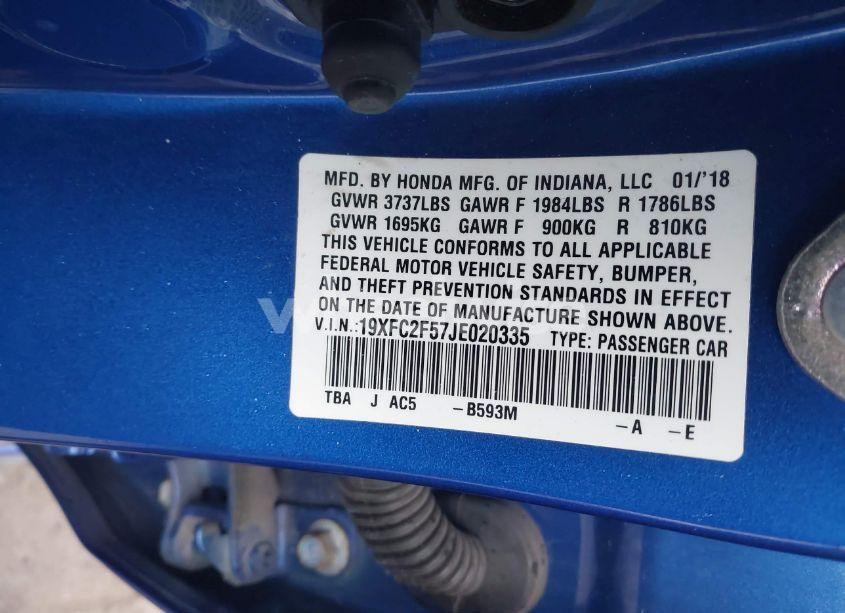 Photo 9 of 2018 Honda Civic LX (VIN 19XFC2F57JE020335)