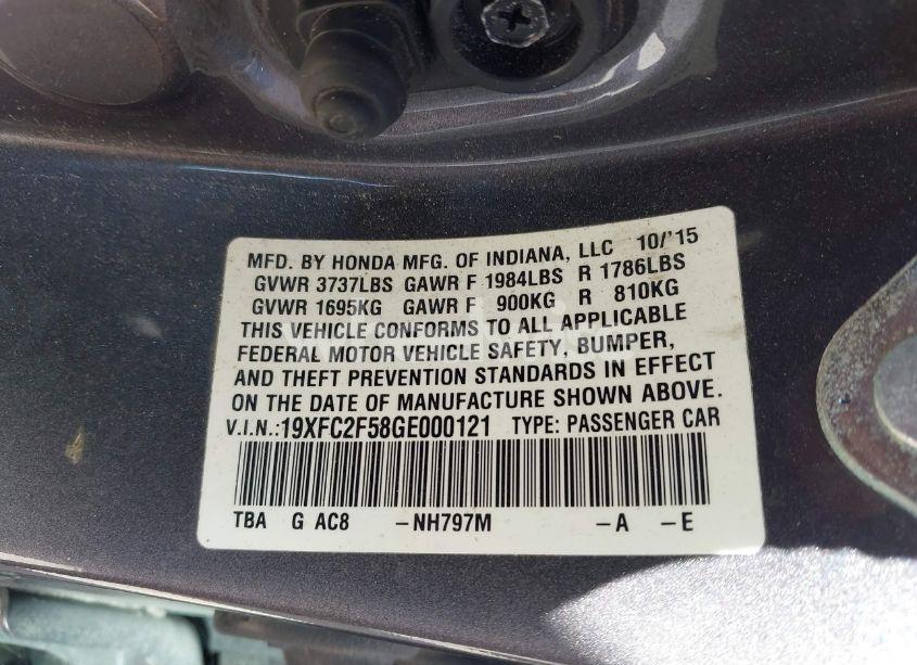 Photo 9 of 2016 Honda Civic LX (VIN 19XFC2F58GE000121)