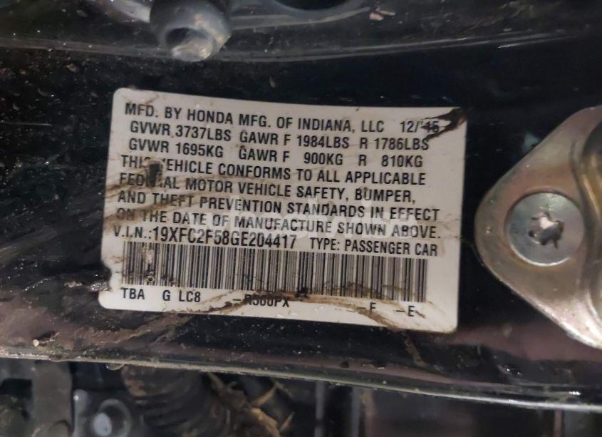 Photo 9 of 2016 Honda Civic LX (VIN 19XFC2F58GE204417)