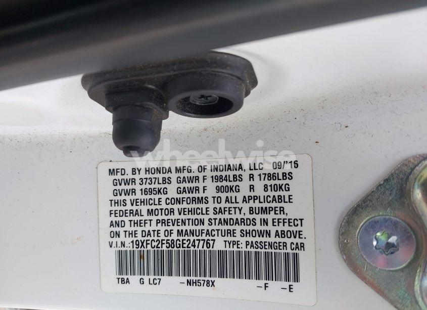 Photo 9 of 2016 Honda Civic LX (VIN 19XFC2F58GE247767)