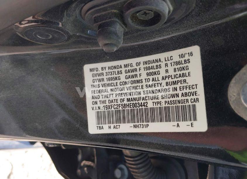 Photo 9 of 2017 Honda Civic LX (VIN 19XFC2F58HE003442)