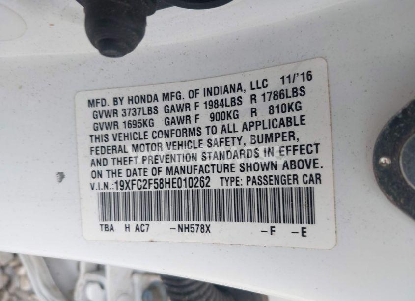 Photo 9 of 2017 Honda Civic LX (VIN 19XFC2F58HE010262)