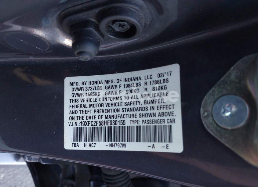 Photo 9 of 2017 Honda Civic LX (VIN 19XFC2F58HE030155)