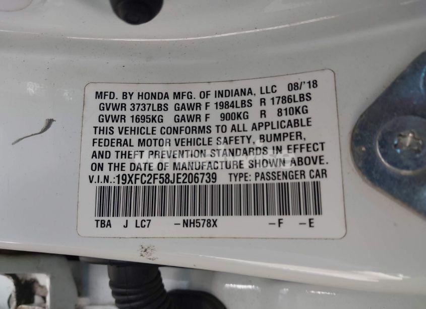 Photo 9 of 2018 Honda Civic LX (VIN 19XFC2F58JE206739)