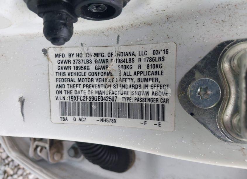 Photo 9 of 2016 Honda Civic LX (VIN 19XFC2F59GE042507)