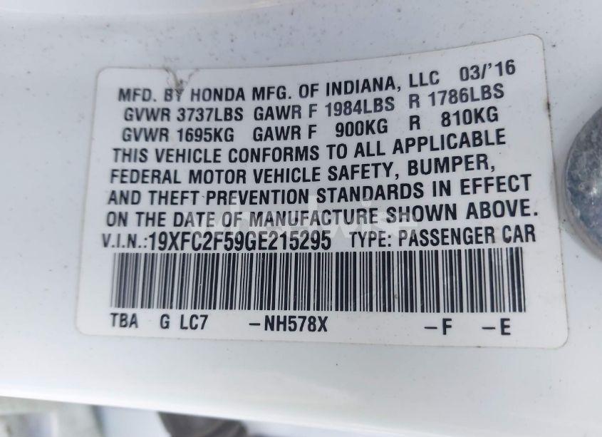 Photo 9 of 2016 Honda Civic LX (VIN 19XFC2F59GE215295)