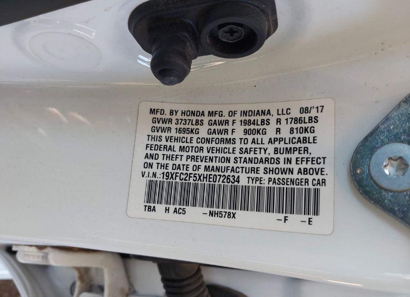Photo 9 of 2017 Honda Civic LX (VIN 19XFC2F5XHE072634)