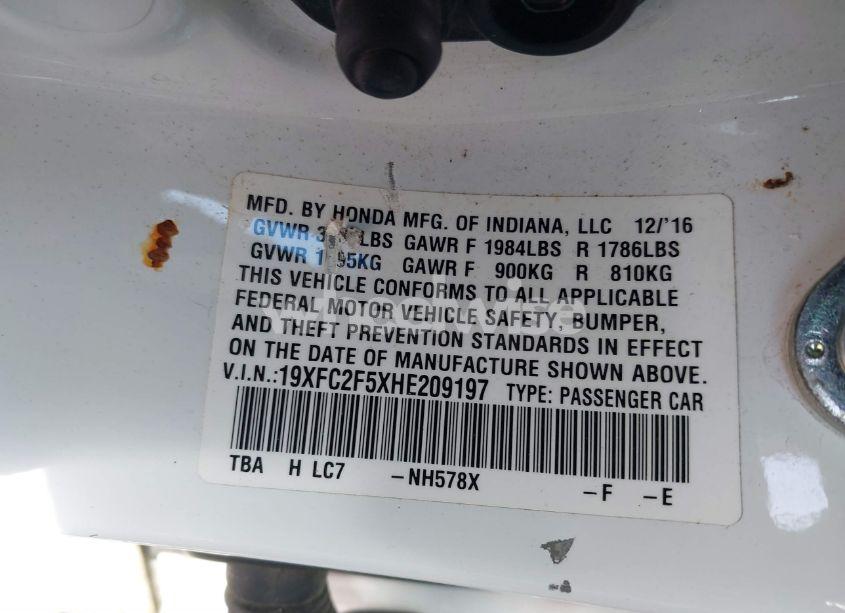Photo 9 of 2017 Honda Civic LX (VIN 19XFC2F5XHE209197)