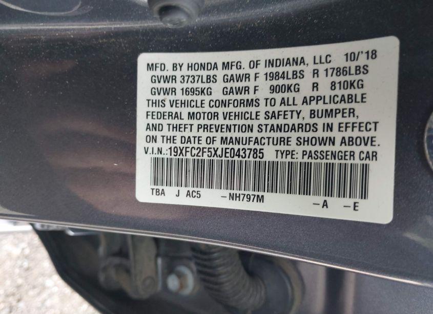 Photo 9 of 2018 Honda Civic LX (VIN 19XFC2F5XJE043785)