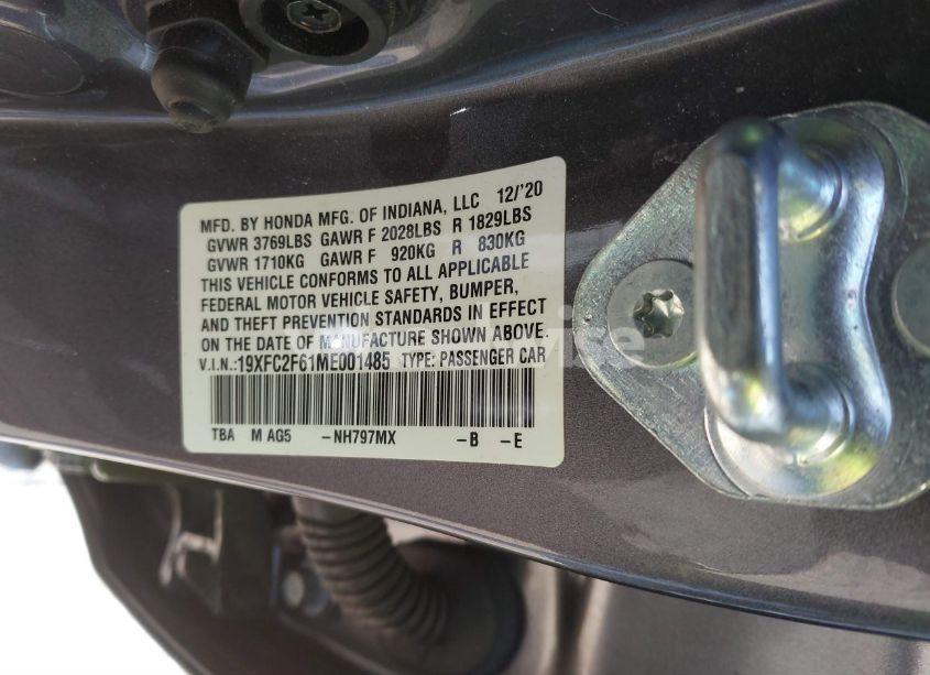 Photo 9 of 2021 Honda Civic LX (VIN 19XFC2F61ME001485)