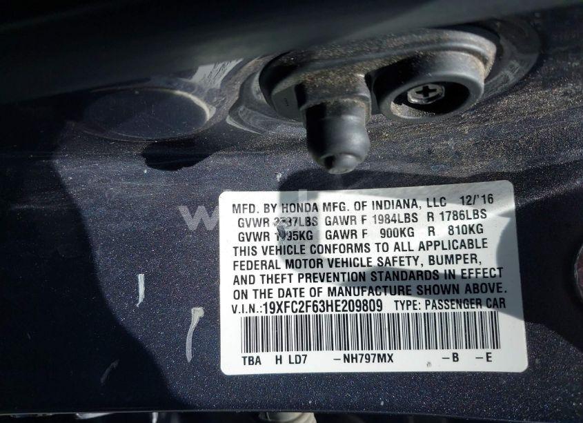 Photo 9 of 2017 Honda Civic LX (VIN 19XFC2F63HE209809)