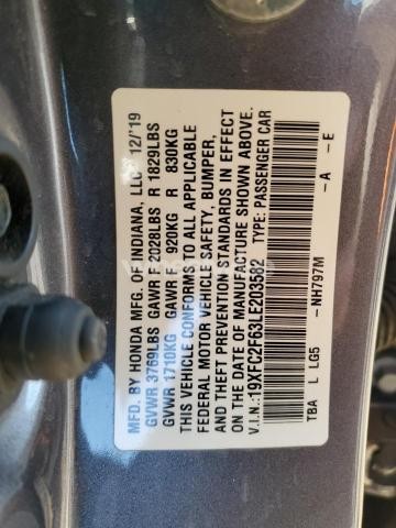 Photo 9 of 2020 HONDA CIVIC LX N/A (VIN 19XFC2F63LE203582)