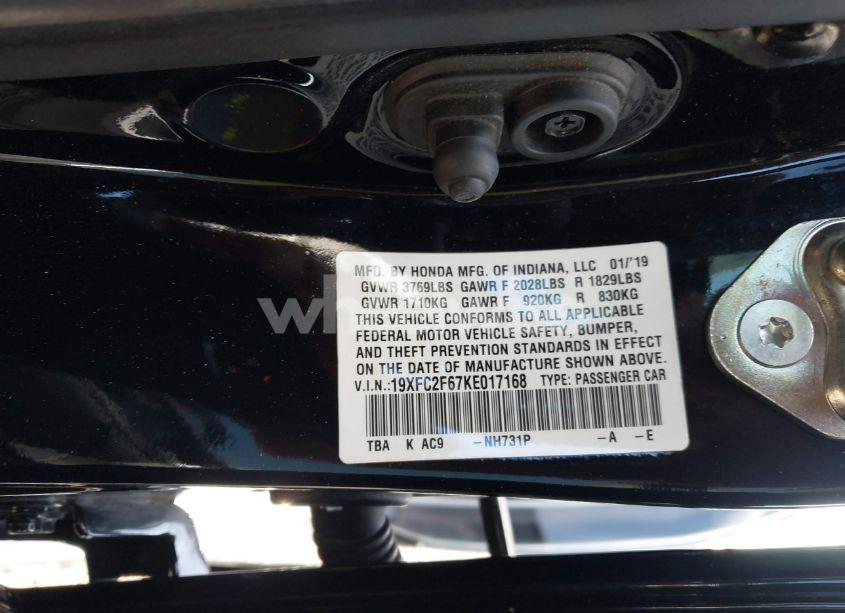 Photo 9 of 2019 Honda Civic LX (VIN 19XFC2F67KE017168)