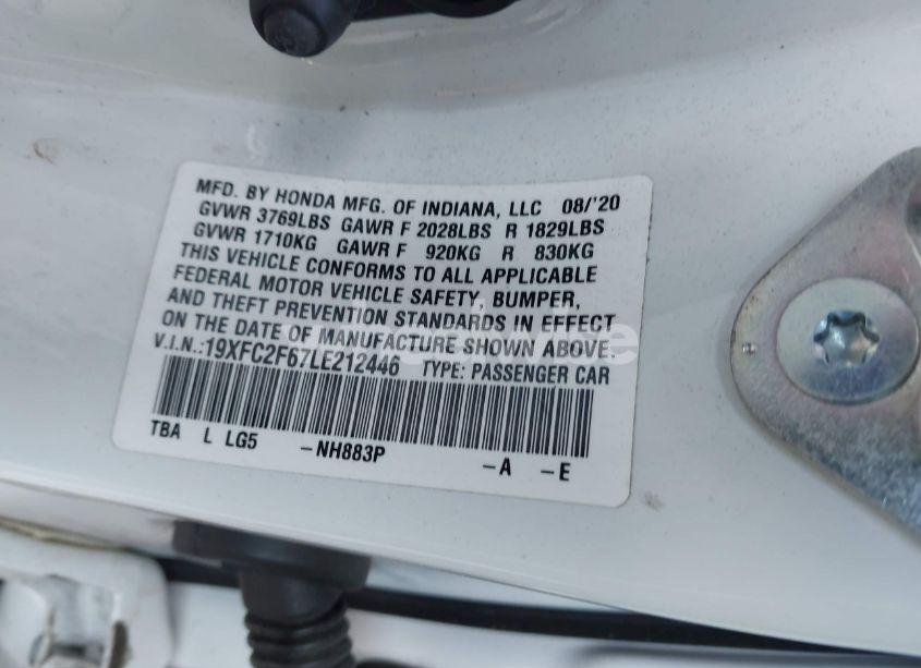 Photo 9 of 2020 Honda Civic LX (VIN 19XFC2F67LE212446)