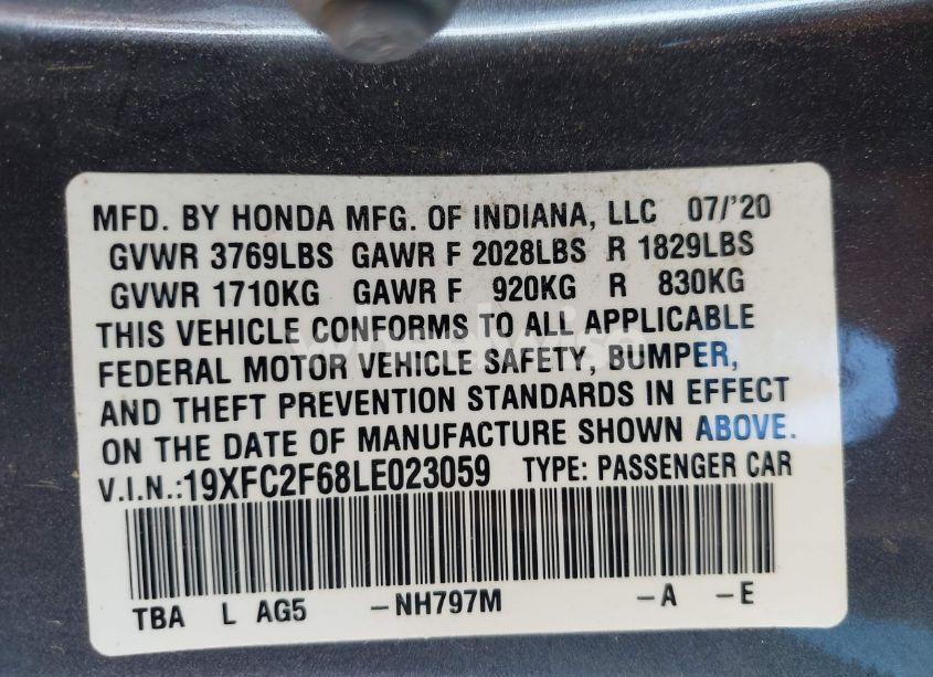 Photo 9 of 2020 Honda Civic LX (VIN 19XFC2F68LE023059)