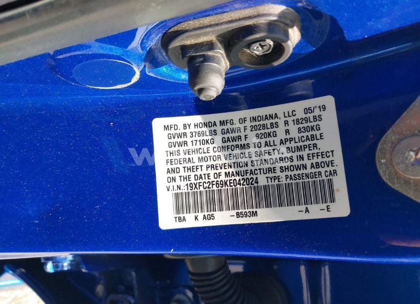 Photo 9 of 2019 Honda Civic LX (VIN 19XFC2F69KE042024)