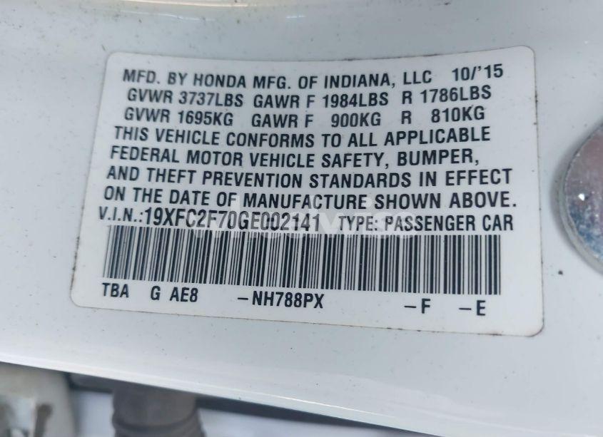 Photo 9 of 2016 Honda Civic EX (VIN 19XFC2F70GE002141)