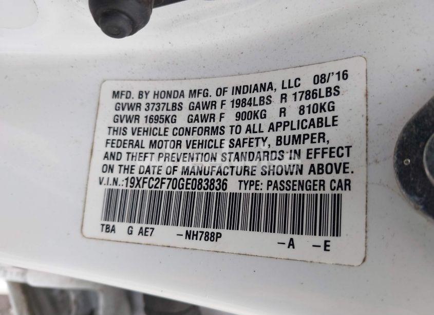 Photo 9 of 2016 Honda Civic EX (VIN 19XFC2F70GE083836)