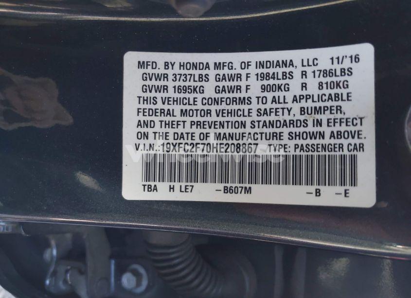 Photo 9 of 2017 Honda Civic EX (VIN 19XFC2F70HE208867)