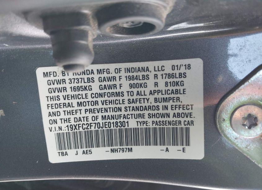 Photo 9 of 2018 Honda Civic EX (VIN 19XFC2F70JE018301)