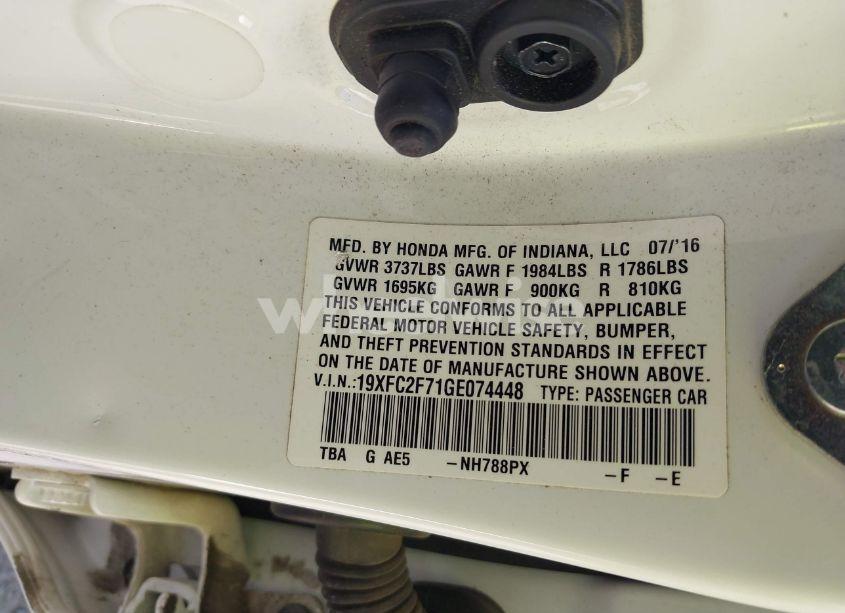 Photo 9 of 2016 Honda Civic EX (VIN 19XFC2F71GE074448)