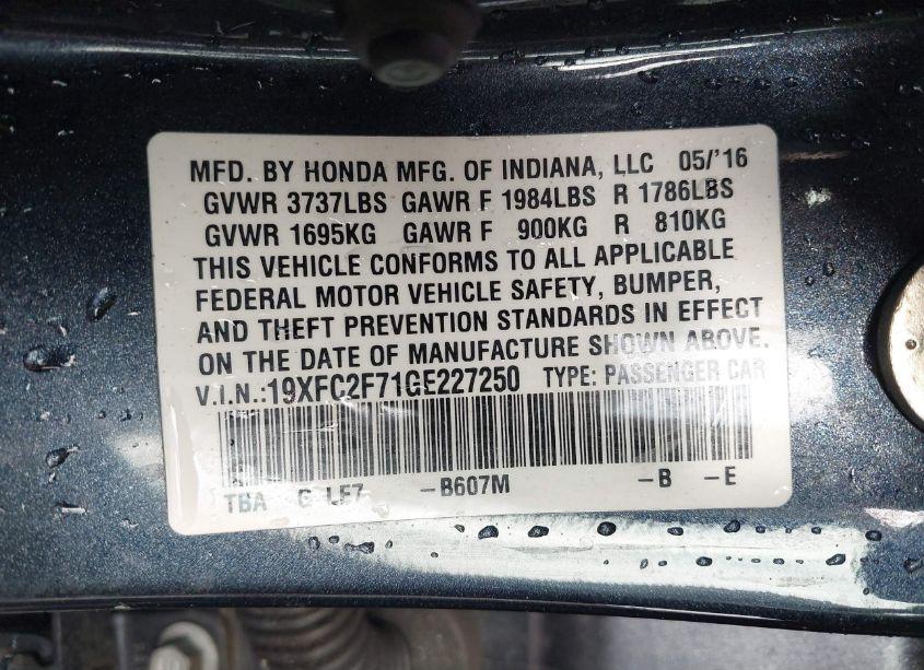 Photo 9 of 2016 Honda Civic EX (VIN 19XFC2F71GE227250)