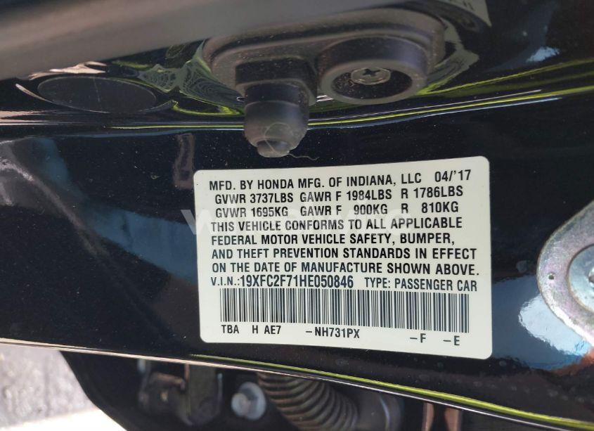 Photo 9 of 2017 Honda Civic EX (VIN 19XFC2F71HE050846)