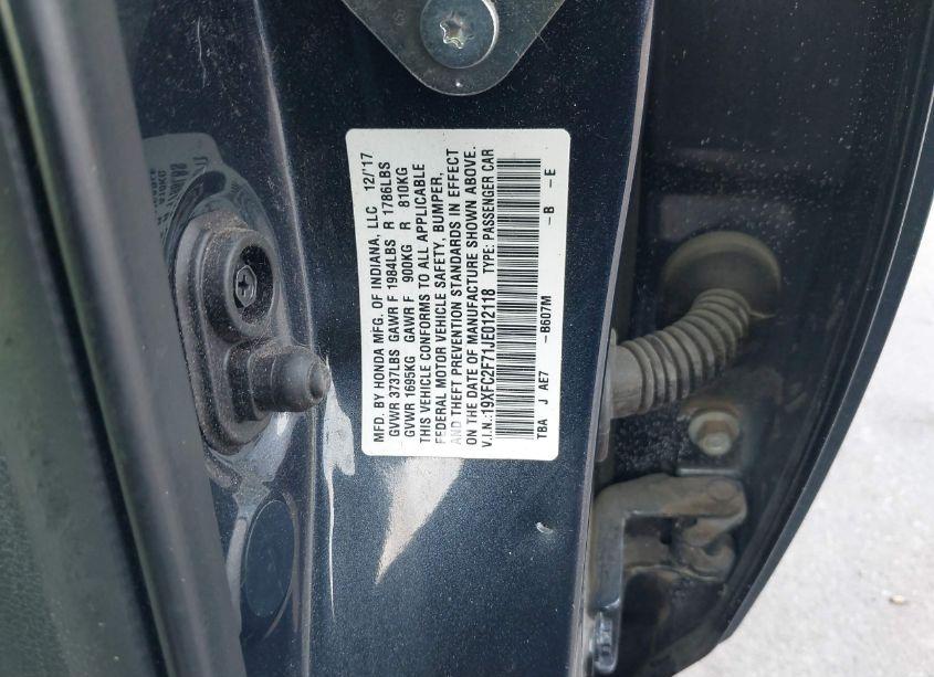 Photo 9 of 2018 Honda Civic EX (VIN 19XFC2F71JE012118)