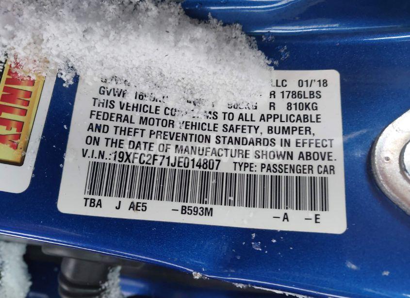 Photo 9 of 2018 Honda Civic EX (VIN 19XFC2F71JE014807)