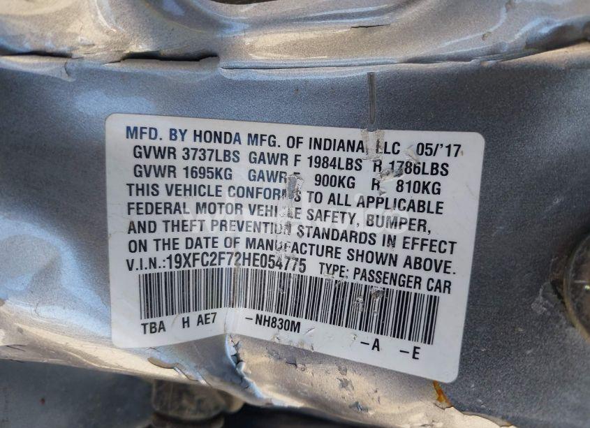 Photo 9 of 2017 Honda Civic EX (VIN 19XFC2F72HE054775)