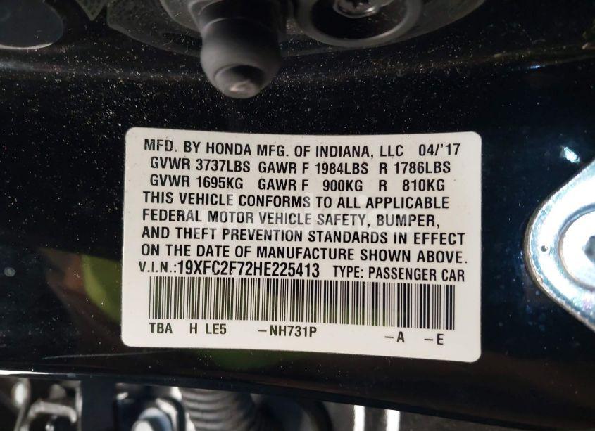 Photo 9 of 2017 Honda Civic EX (VIN 19XFC2F72HE225413)