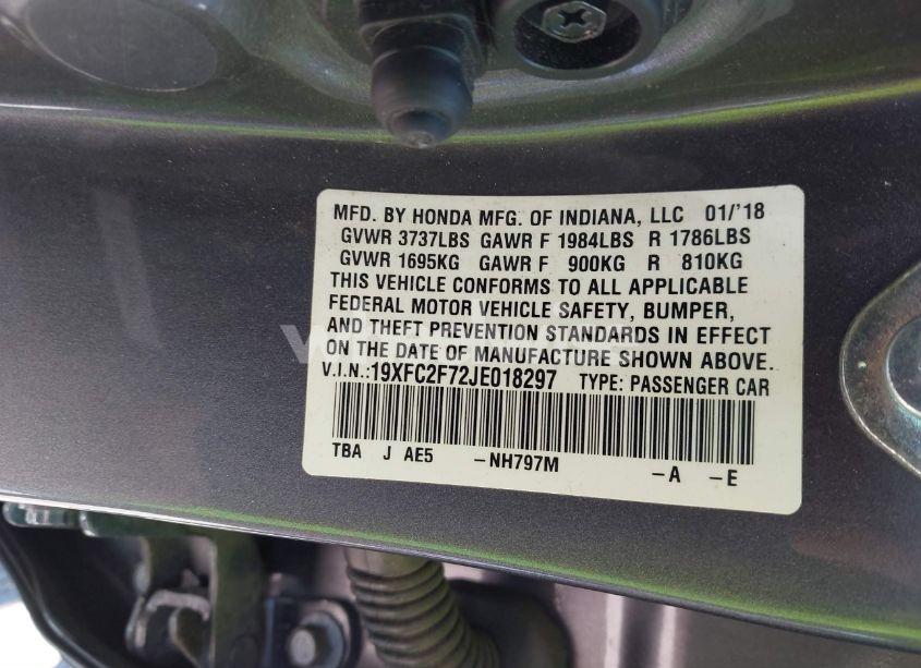 Photo 9 of 2018 Honda Civic EX (VIN 19XFC2F72JE018297)