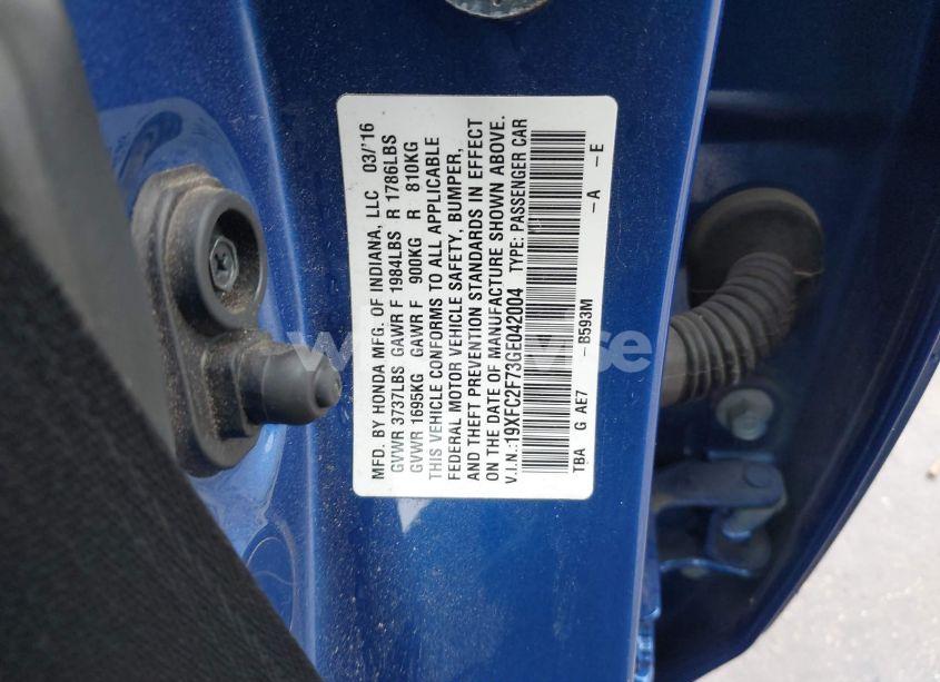 Photo 9 of 2016 Honda Civic EX (VIN 19XFC2F73GE042004)