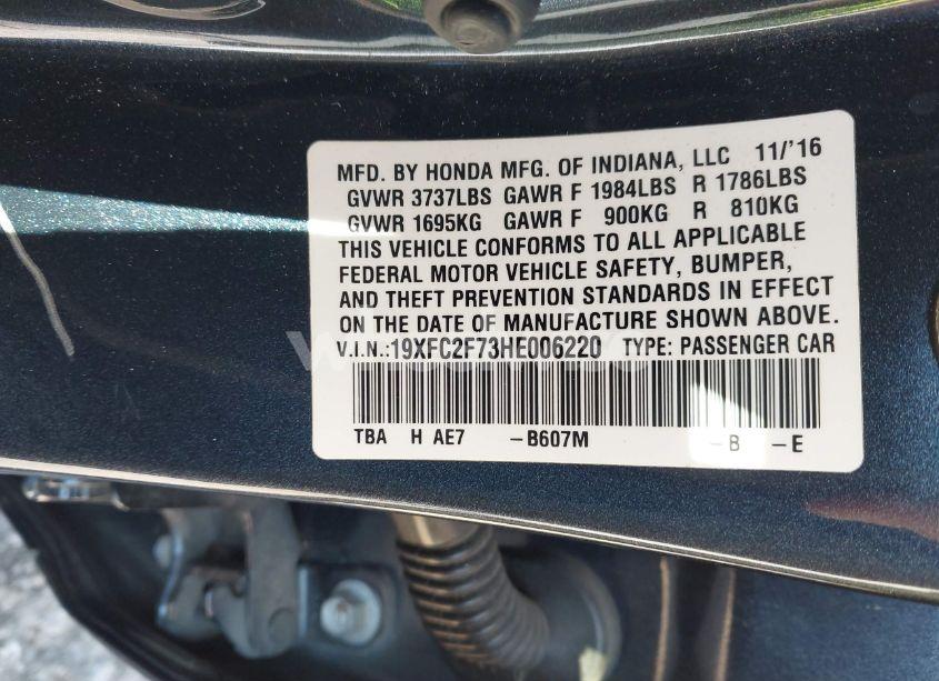 Photo 9 of 2017 Honda Civic EX (VIN 19XFC2F73HE006220)