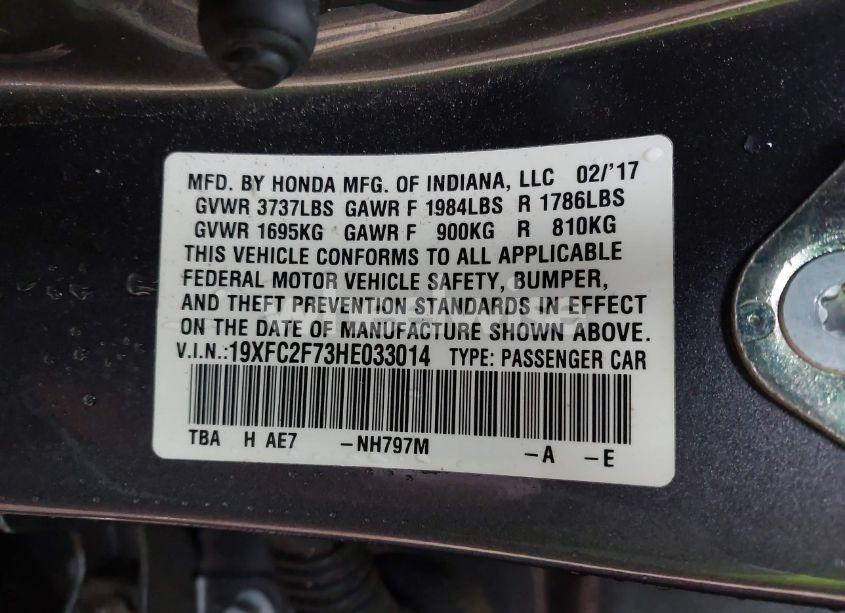 Photo 9 of 2017 Honda Civic EX (VIN 19XFC2F73HE033014)