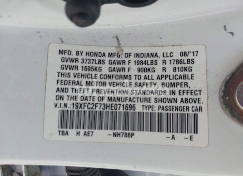 Photo 9 of 2017 Honda Civic EX (VIN 19XFC2F73HE071696)