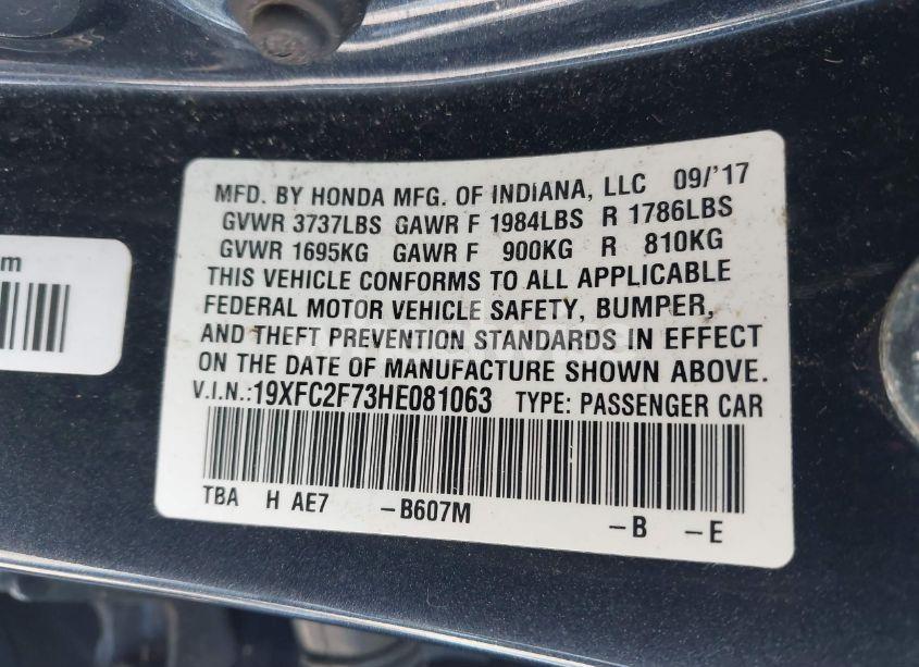 Photo 9 of 2017 Honda Civic EX (VIN 19XFC2F73HE081063)
