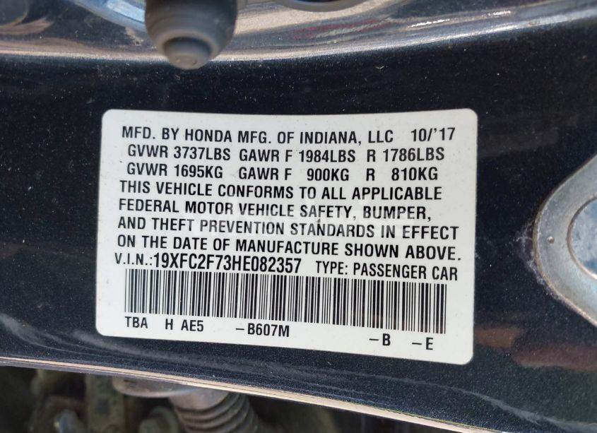 Photo 9 of 2017 Honda Civic EX (VIN 19XFC2F73HE082357)