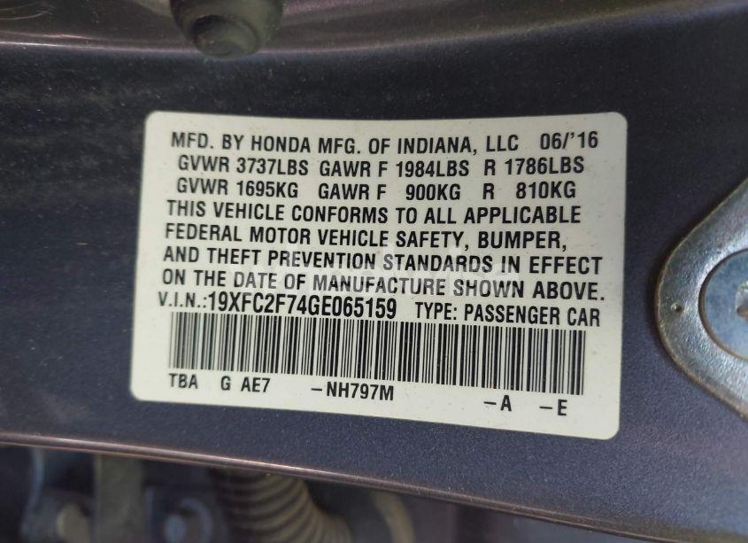 Photo 9 of 2016 Honda Civic EX (VIN 19XFC2F74GE065159)